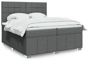 vidaXL Κρεβάτι Boxspring με Στρώμα Σκούρο Γκρι 200x200 εκ. Υφασμάτινο