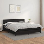 vidaXL Κρεβάτι Boxspring με Στρώμα Μαύρο 180x200εκ.από Συνθετικό Δέρμα