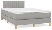 vidaXL Κρεβάτι Boxspring με Στρώμα Ανοιχτό Γκρι 120x190 εκ. Υφασμάτινο