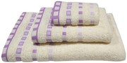 Σετ Πετσέτες 3τμχ Βαμβακερές Ζακάρ Cream-Lilac Komvos Home 7000014-11