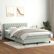 vidaXL Κρεβάτι Boxspring με Στρώμα Ανοιχτό Γκρι 160x210 εκ. Βελούδινο