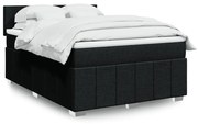 vidaXL Κρεβάτι Boxspring με Στρώμα Μαύρο 140x190 εκ. Υφασμάτινο