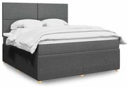 vidaXL Κρεβάτι Boxspring με Στρώμα Σκούρο Γκρι 180x200 εκ Υφασμάτιν