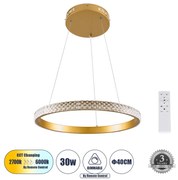 DIAMOND 61129 Κρεμαστό Φωτιστικό Δαχτυλίδι-Κύκλος LED CCT 30W 3513lm 360° AC 220-240V - Εναλλαγή Φωτισμού μέσω Τηλεχειριστηρίου All In One