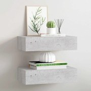 vidaXL Ράφια Τοίχου Συρτάρια 2 τεμ. Γκρι Σκυρ. 40x23,5x10 εκ από MDF