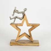 Διακοσμητικό Επιτραπέζιο Μητέρα Με Παιδί Σε Αστέρι Ξύλινο-Μεταλλικό Ασημί-Natural 25x8x30εκ. ESTHETI 752-27125