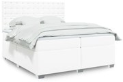 Κρεβάτι Boxspring με Στρώμα Λευκό 200x200 εκ. Συνθετικό Δέρμα - Λευκό