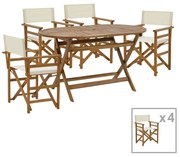 Dining room Bistrual-Falov set of 5 folding natural solid acacia wood 130x80x72cm 130x80x72 εκ.