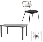 Τραπεζαρία Naoki-Kliton A σετ 7τεμ μαύρο μέταλλο και ανθρακί αλουμίνιο 150x80x74εκ 150x80x74 εκ.
