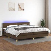 ΚΡΕΒΑΤΙ BOXSPRING ΜΕ ΣΤΡΩΜΑ &amp; LED ΣΚ.ΚΑΦΕ 200X200 ΕΚ ΥΦΑΣΜΑΤΙΝΟ 3133664