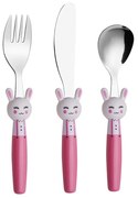 Μαχαιροπίρουνα Παιδικά Bunny (Σετ 3Τμχ) 45.100.156 Pink Cryspo Trio 3 τμχ Stainless Steel
