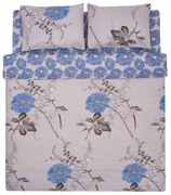 Heinner HR-4BED-132-FLO Σετ Παπλωματοθήκη Βαμβακερή Ημίδιπλη με 2 Μαξιλαροθήκες 180x215 Μπλε