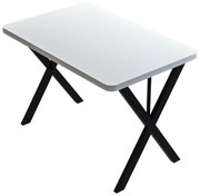 Zeryin melamine table in white shade and black metal leg 70x110x75cm 70x110x75 εκ.