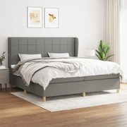 Κρεβάτι Boxspring με Στρώμα Σκούρο Γκρι 200x200 εκ. Υφασμάτινο