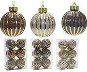 Χριστουγεννιάτικη Μπάλα 80mm Σετ 6Τμχ Σε 3 Σχέδια