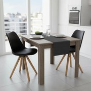 Τραπεζαρία Manka I-Caron pakoworld σετ 3τεμ σε sonoma truffle-μαύρη απόχρωση 80x80x77εκ