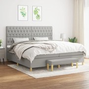 Κρεβάτι Boxspring με Στρώμα Ανοιχτό Γκρι 200x200 εκ. Υφασμάτινο - Γκρι