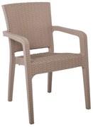 LORA Πολυθρόνα Κήπου Στοιβαζόμενη, PP (Rattan Look) Απόχρωση Cappuccino  57x57x87cm [-Μπεζ-Tortora-Sand-Cappuccino-] [-PP - PC - ABS-] Ε303,1