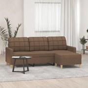 vidaXL Καναπές Τριθέσιος Καφέ 180 εκ. από Υφασμάτινος με Υποπόδιο