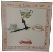 Ρολόι Ξύλινο Επιτοίχιο Θέμα "Τσάι" 20x19,5x1cm Etoile SQC-001A