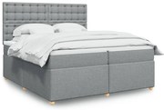 vidaXL Κρεβάτι Boxspring με Στρώμα Ανοιχτό Γκρι 200x200 εκ. Υφασμάτινο