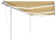 Τέντα Αυτόματη με LED & Αισθητήρα Ανέμου Κίτρινο/Λευκό 6 x 3 μ.