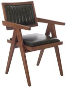 Artekko Suva Καρέκλα με Καρυδί Ξύλινο Σκελετό και Πράσινο Τεχνόδερμα (52x55x80)cm Artekko 783-1504-A