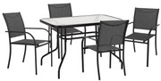 Σετ Τραπεζαρίας Κήπου REDAN C21223.01 5τεμ. Τραπέζι & Πολυθρόνες σε Μαύρο 110x60x71 εκ.