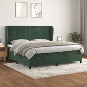 Κρεβάτι Boxspring με Στρώμα Σκούρο Πράσινο 200x200εκ. Βελούδινο