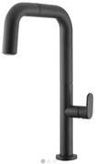 Armando Vicario Eva 400746 Black Matt Μπαταρία Κουζίνας  Με Υψηλό Περιστρεφόμενο Ρουξούνι και Συρόμενο Ντους