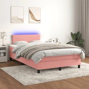 ΚΡΕΒΑΤΙ BOXSPRING ΜΕ ΣΤΡΩΜΑ &amp; LED ΡΟΖ 120X200 ΕΚ. ΒΕΛΟΥΔΙΝΟ 3134278