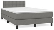 Κρεβάτι Boxspring με Στρώμα & LED Σκ.Γκρι 120x190εκ. Υφασμάτινο