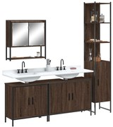 vidaXL Σετ Επίπλων Μπάνιου 4 Τεμαχίων Καφέ Δρυς από Επεξεργασμένο Ξύλο