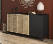 Insi Batam μπουφές με 3 πόρτες 160x40x81εκ. Helvezia Oak / Μαύρο  009.GM76