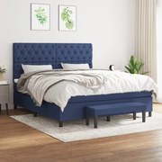 Κρεβάτι Boxspring με Στρώμα Μπλε 160x200 εκ. Υφασμάτινο - Μπλε