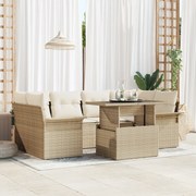 vidaXL Σετ Κήπου 7 Τεμαχίων  με Μπεζ Πολυ Ράτταν