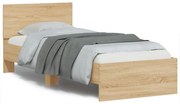vidaXL Πλαίσιο Κρεβατιού με Κεφαλάρι/LED Sonoma δρυς 90x190 εκ.