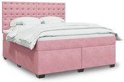 vidaXL Κρεβάτι Boxspring με Στρώμα Ροζ 180x200 εκ. Βελούδινο