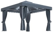 Κιόσκι με Κουρτίνα και Φωτάκια LED Ανθρακί 3 x 3 μ. 3070347