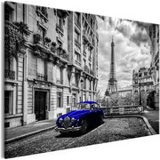 Πίνακας - Car in Paris (1 Part) Blue Wide - 120x80