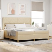 vidaXL κρεβάτι Box Spring με στρώμα  Κρεμ 200x200 εκ. Υφασμάτινο