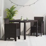 vidaXL Σέτ φαγητού για κήπο 3 pcs Καφέ Rattan Polt