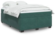 vidaXL Κρεβάτι Boxspring με Στρώμα Σκούρο Πράσινο 140x190εκ. Βελούδινο