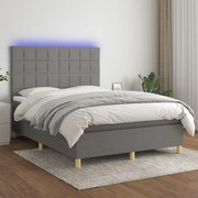 ΚΡΕΒΑΤΙ BOXSPRING ΜΕ ΣΤΡΩΜΑ &amp; LED ΣΚ.ΓΚΡΙ 140X190ΕΚ. ΥΦΑΣΜΑΤΙΝΟ 3135430