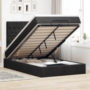 vidaXL Οθωμανικό κρεβάτι με στρώματα &amp; LEDs Μαύρο 120x200cm Velvet