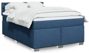 vidaXL Κρεβάτι Boxspring με Στρώμα Μπλε 160x200 εκ. Υφασμάτινο