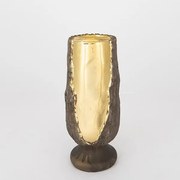 Κηροπήγιο Κεραμικό Καφέ-Χρυσό 11x11x25εκ. ESTHETI 752-25047