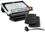 Ηλεκτρική ψησταριά Tefal OptiGrill+ Waffles GC716D12, 2000W, 6 προγράμματα, αντικολλητική επίστρωση Teflon, πλάκες βάφλας, ρύθμιση θερμοκρασίας, Max 275C, Inox