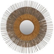 Καθρέπτης HM7798 Με Πλαίσιο Mendong Grass Φ105cm Natural-Gold Γυαλί,Seagrass