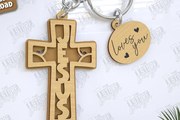 Intra απο ξύλο plywood 3mm-4mm πάχος Christian Keychain | Μπρελόκ 3D Δίασταση 6x6 cm INTRAFABR-123120865